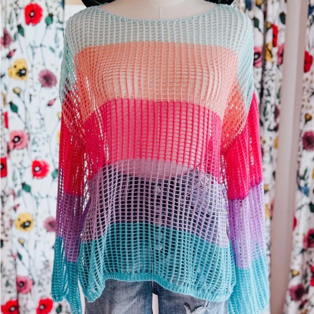 Atomic Wildflower Colorful open knit sweater Size M/L
